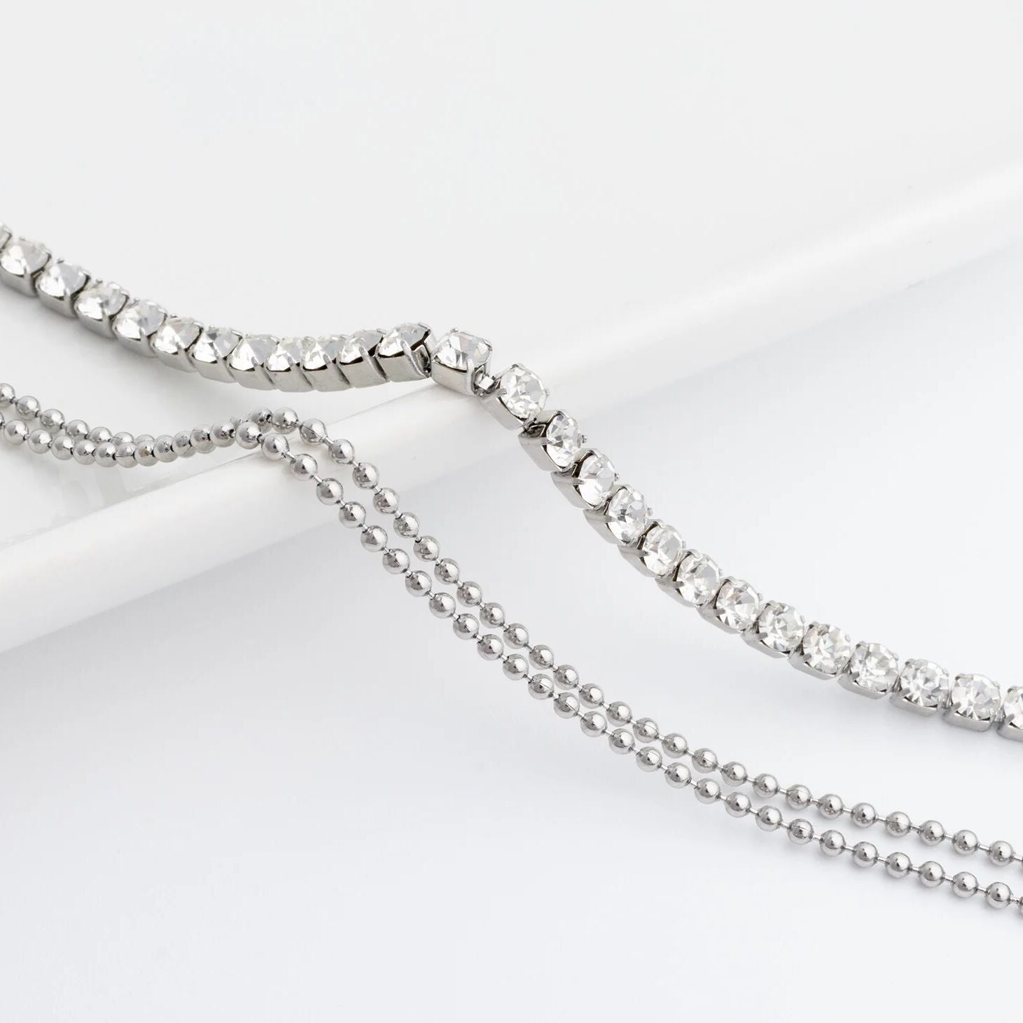 Layered Rhinestone Chain Anklet