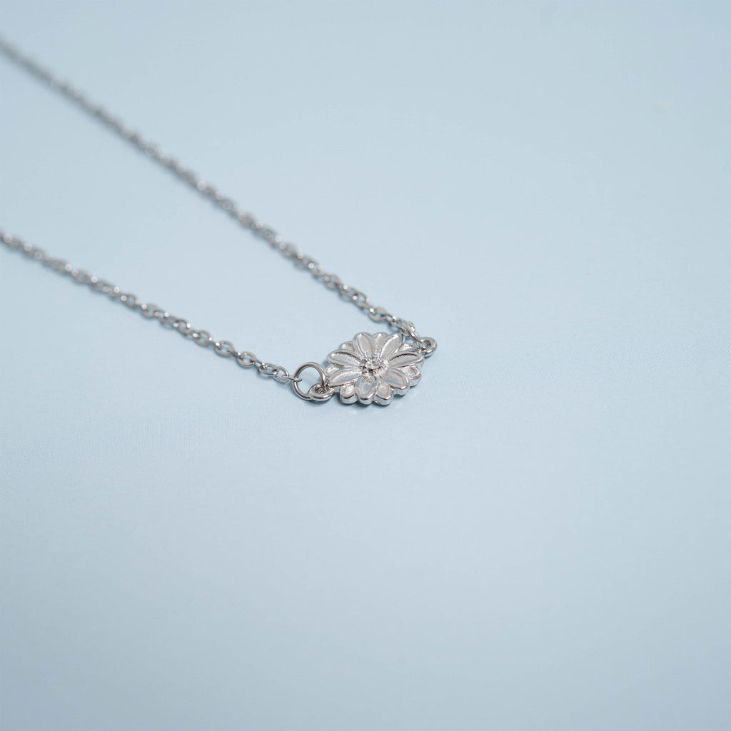 3D Birth Flower Charm Necklace Lifestyle