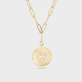 Sunburst Cross Paperclip Charm Necklace