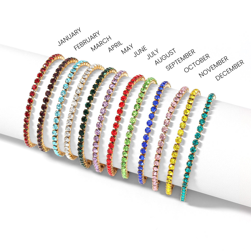 Gold Birthstone Tennis Bracelet