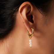 Elara Pearl Earrings in gold tone, product image 3