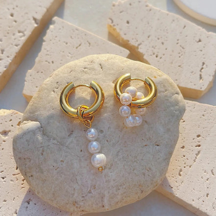Elara Pearl Earrings in gold tone, product image 10