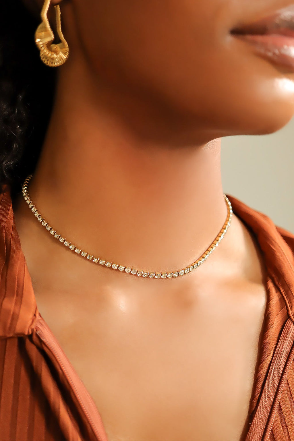 Gold Tennis Chain Necklace