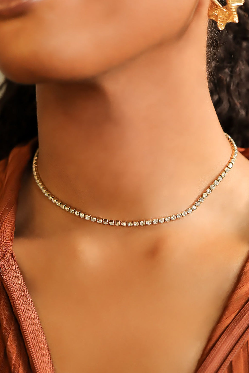 Gold Tennis Chain Necklace