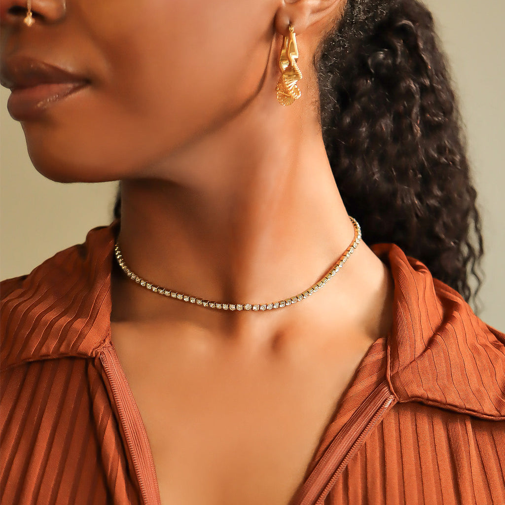 Gold Tennis Chain Necklace