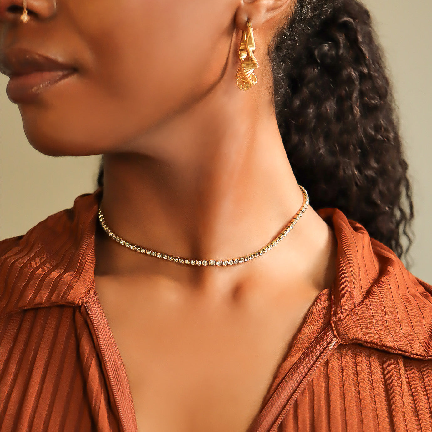 Gold Tennis Chain Necklace