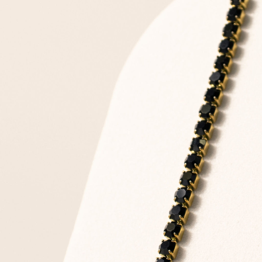 Gold Jet Black Tennis Bracelet