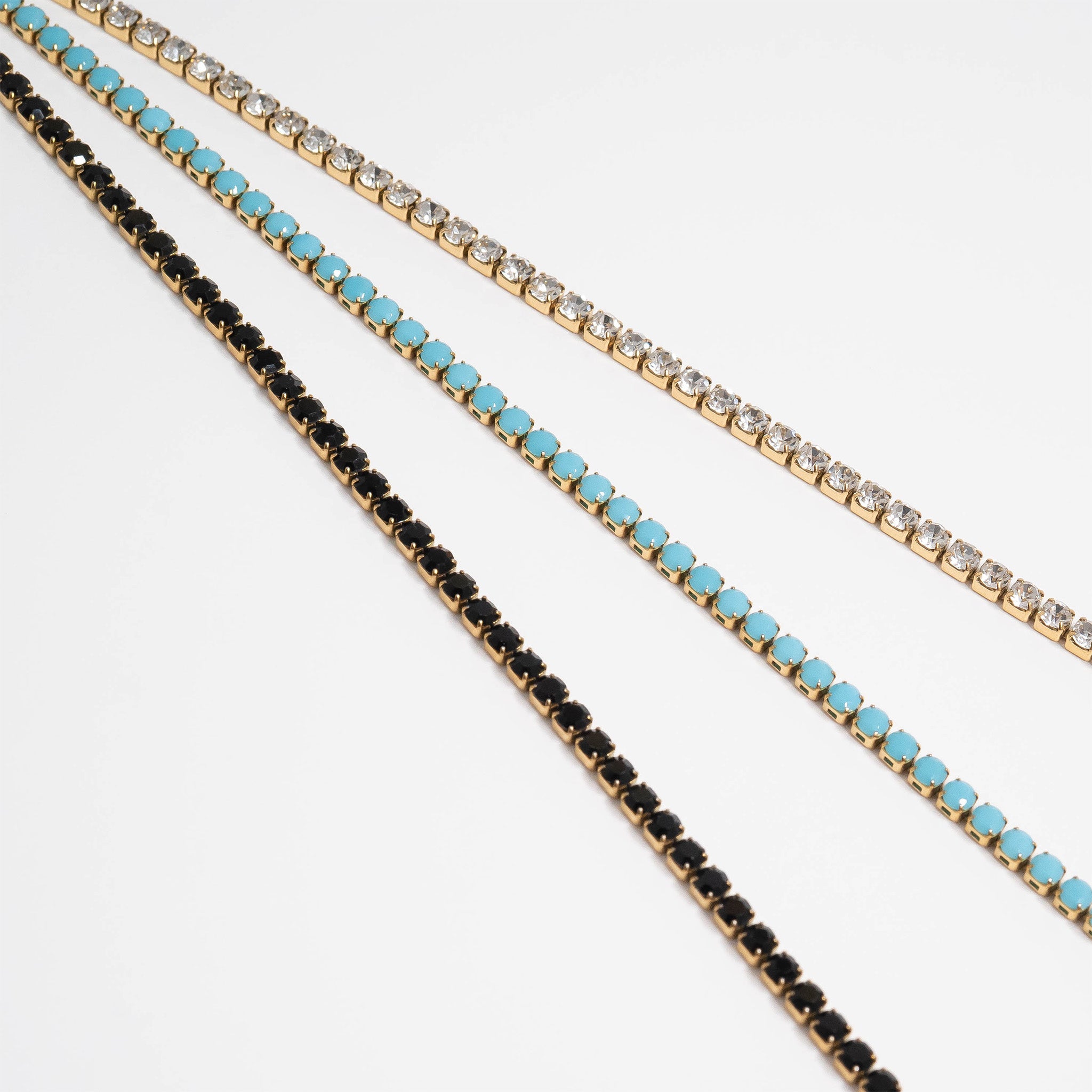 Gold Jet Tennis Chain Necklace