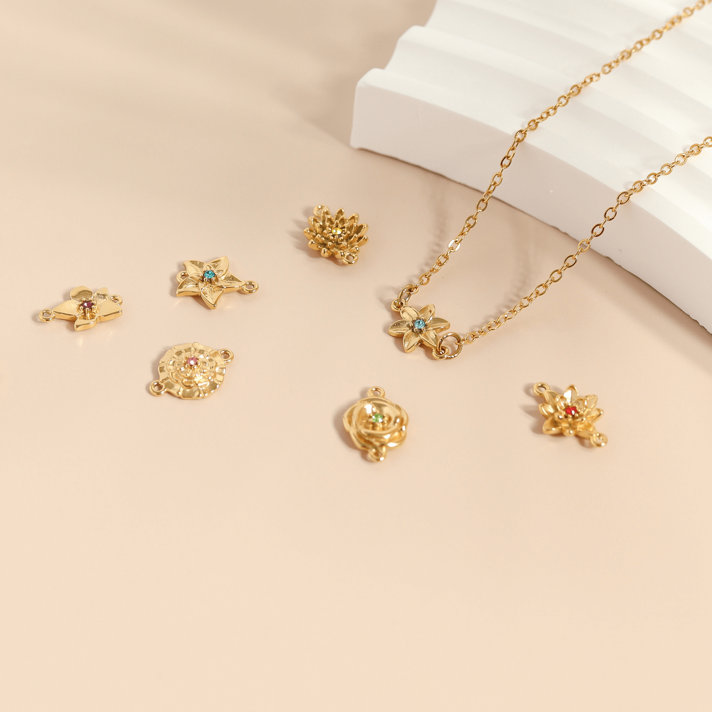 3D Birth Flower Charm Necklace
