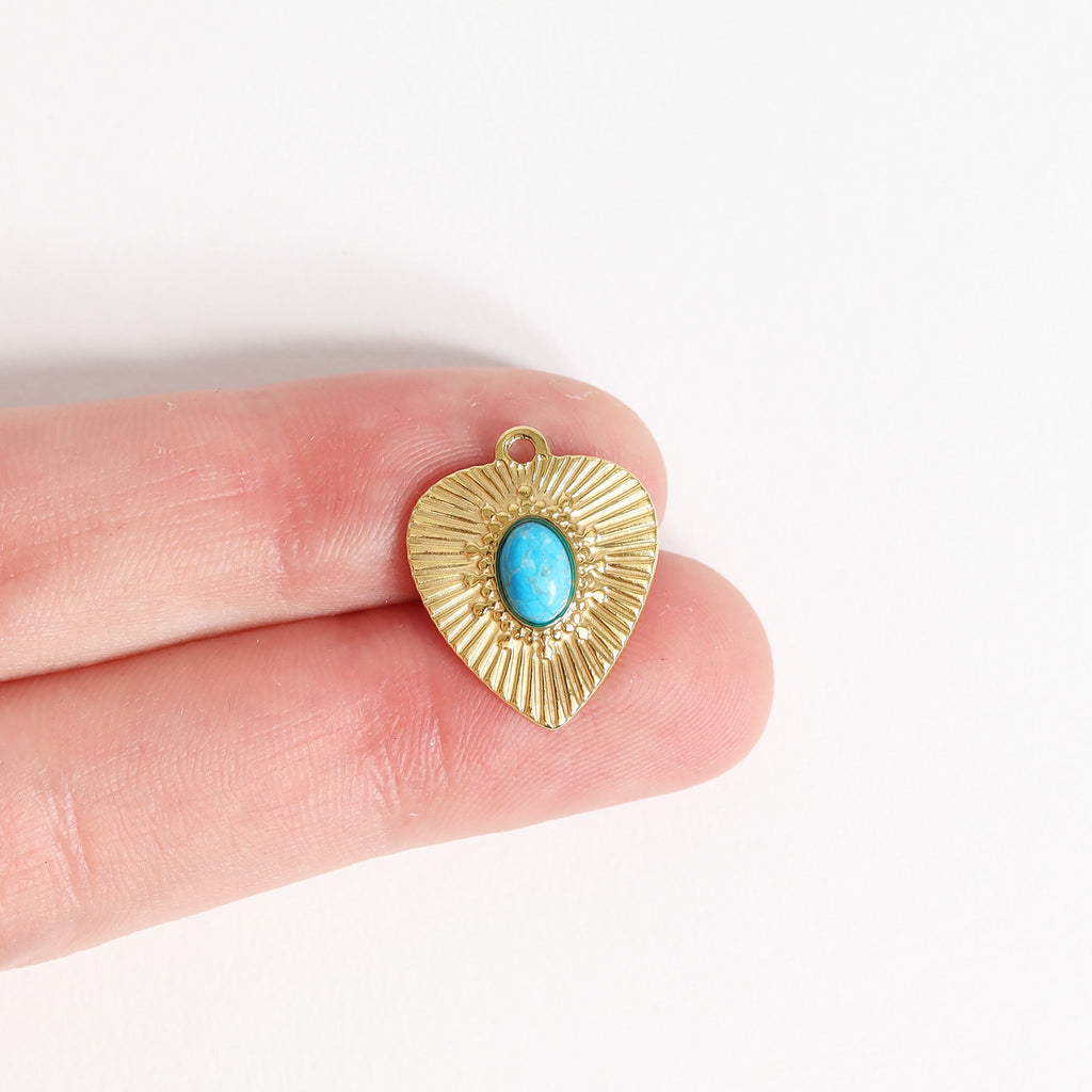 Semi Precious Sunburst Heart Necklace