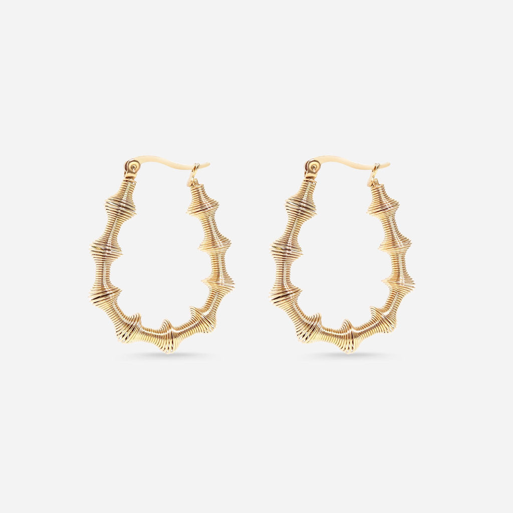 "Bamboo" Textured Oval Hoop Earrings