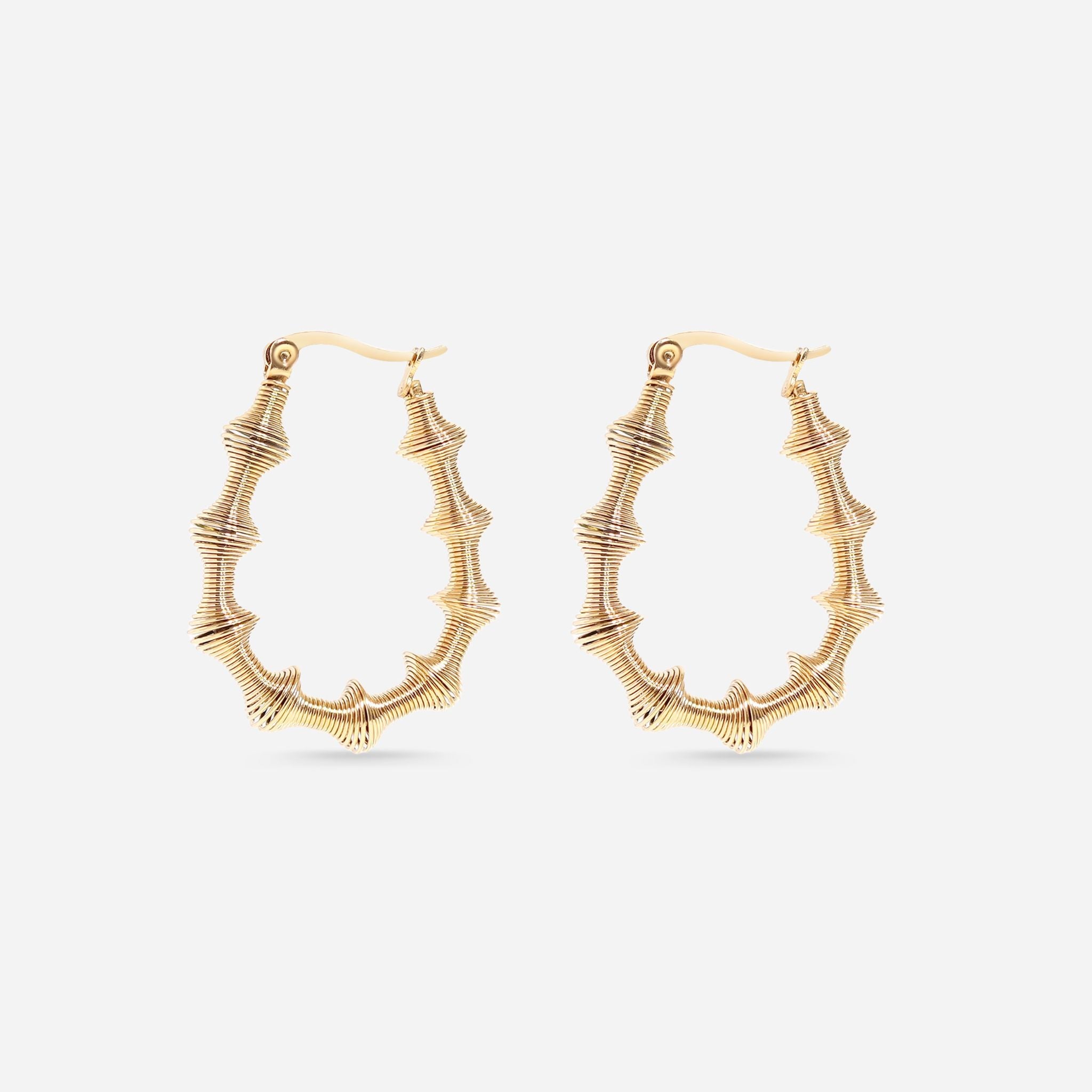 "Bamboo" Textured Oval Hoop Earrings
