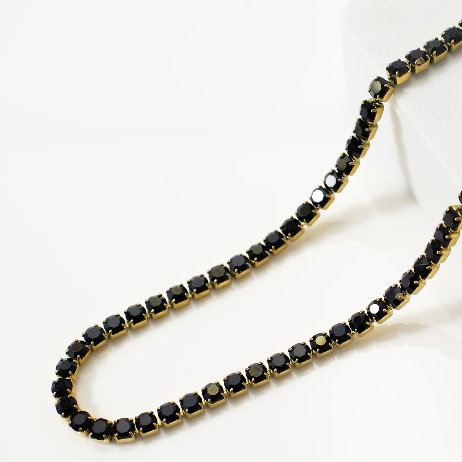 Gold Jet Tennis Chain Necklace