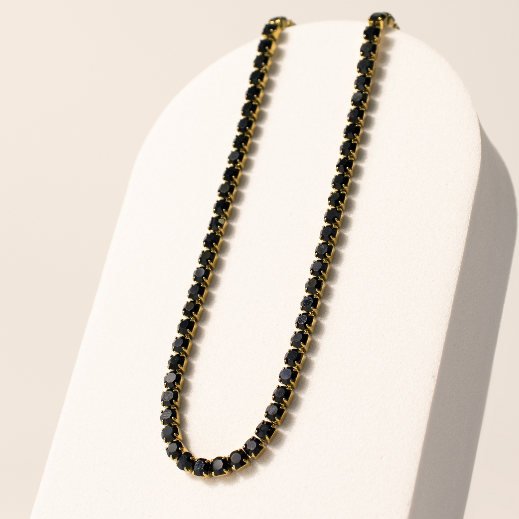 Gold Jet Tennis Chain Necklace