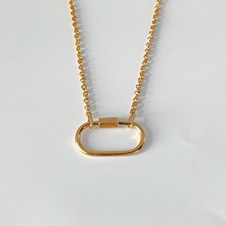 Ayla Clasp Necklace in gold tone featuring pearl accent, product image 4