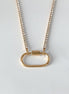 Ayla Clasp Necklace in gold tone featuring pearl accent