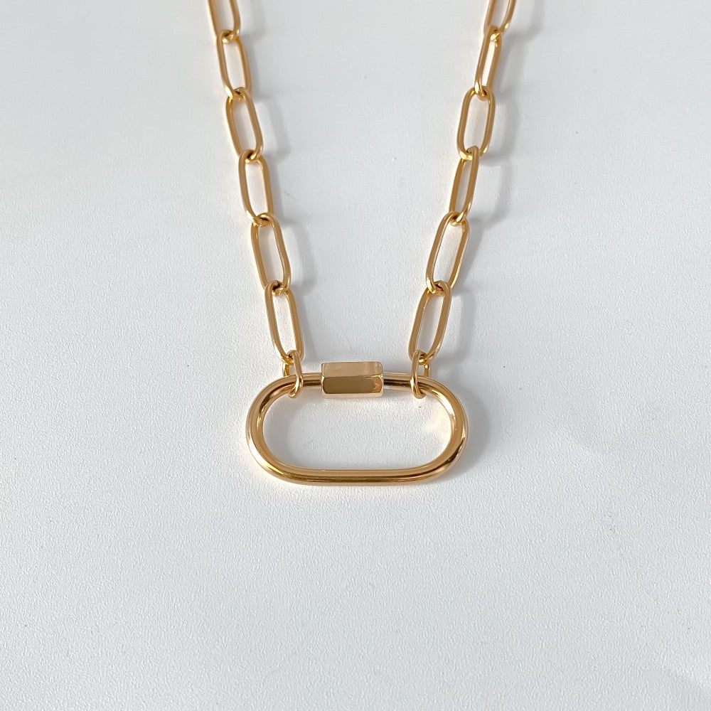 Ayla Clasp Necklace in gold tone featuring pearl accent, product image 3