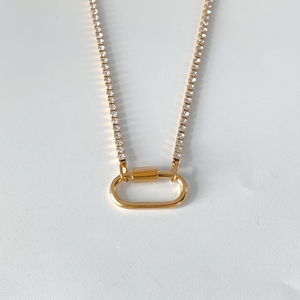 Ayla Clasp Necklace in gold tone featuring pearl accent, product image 8