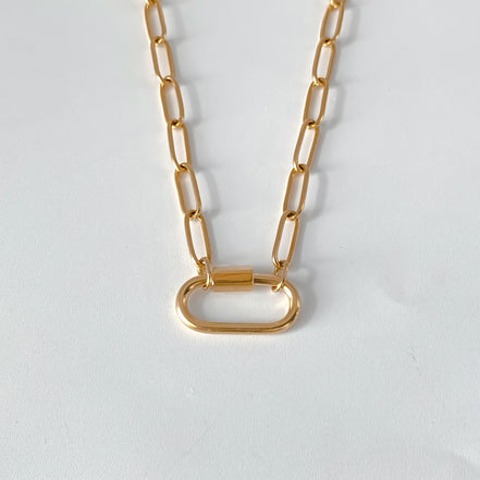 Ayla Clasp Necklace in gold tone featuring pearl accent, product image 7
