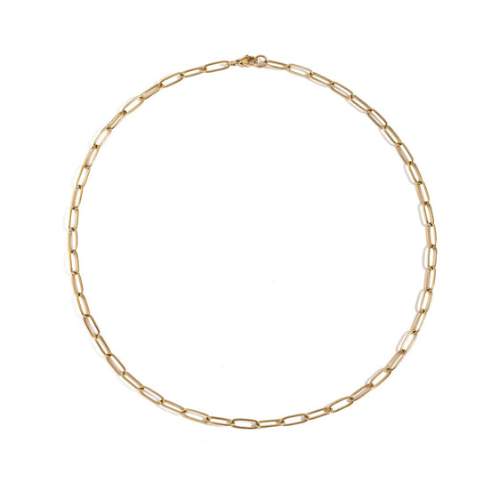 Nora Paperclip Necklace in gold tone featuring paperclip chain