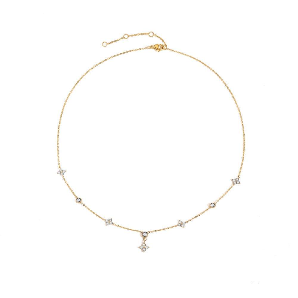 Clover Sparkle Necklace in gold tone