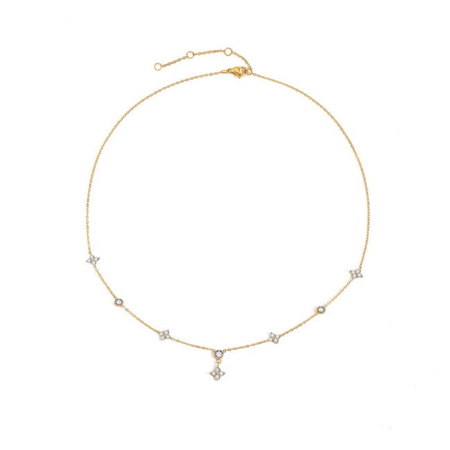 Clover Sparkle Necklace in gold tone