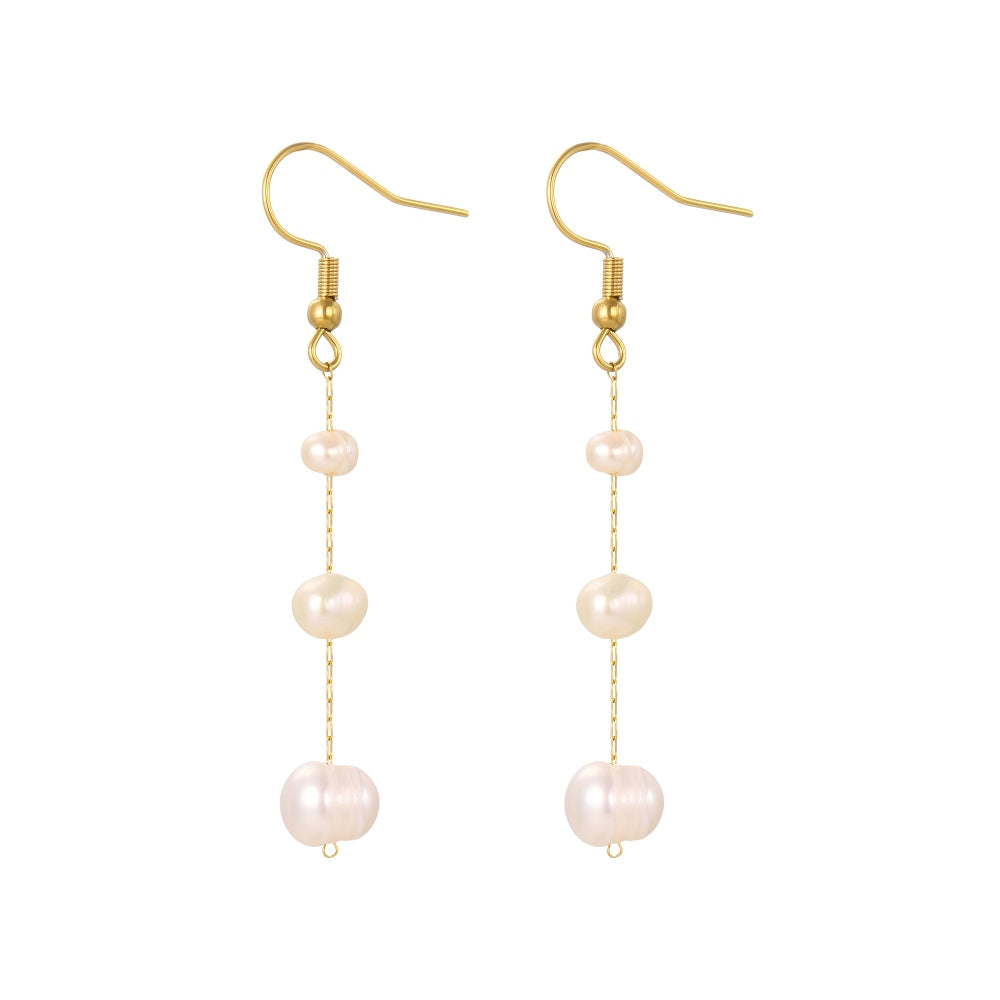 Sienna Pearl Drop Earrings in gold tone