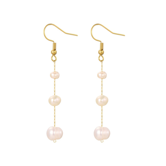 Sienna Pearl Drop Earrings in gold tone