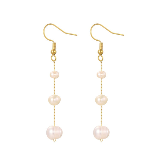Sienna Pearl Drop Earrings in gold tone