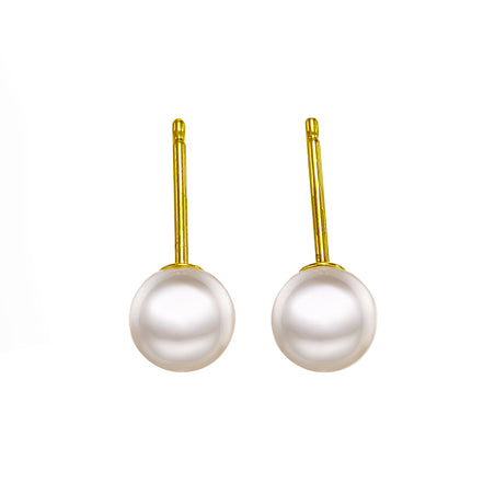 Elara Pearl Drop Studs in gold tone featuring pearl accent