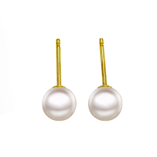 Elara Pearl Drop Studs in gold tone featuring pearl accent