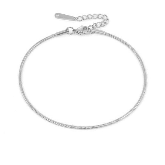 Mira Snake Anklet in silver tone featuring snake chain, product image 2