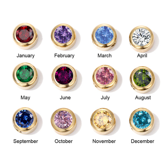 Mira Birthstone Charm in gold tone featuring birth month, product image 2