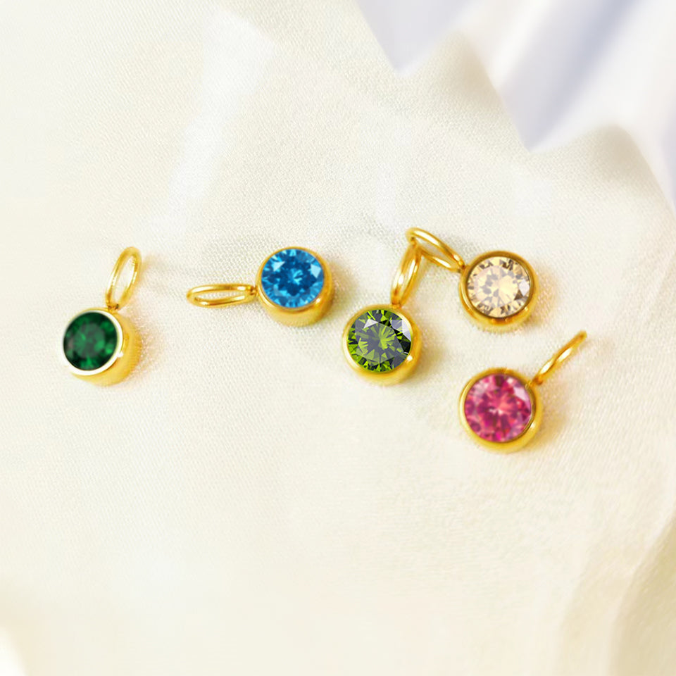 Luna Birthstone Tag in gold tone featuring birth month, product image 17