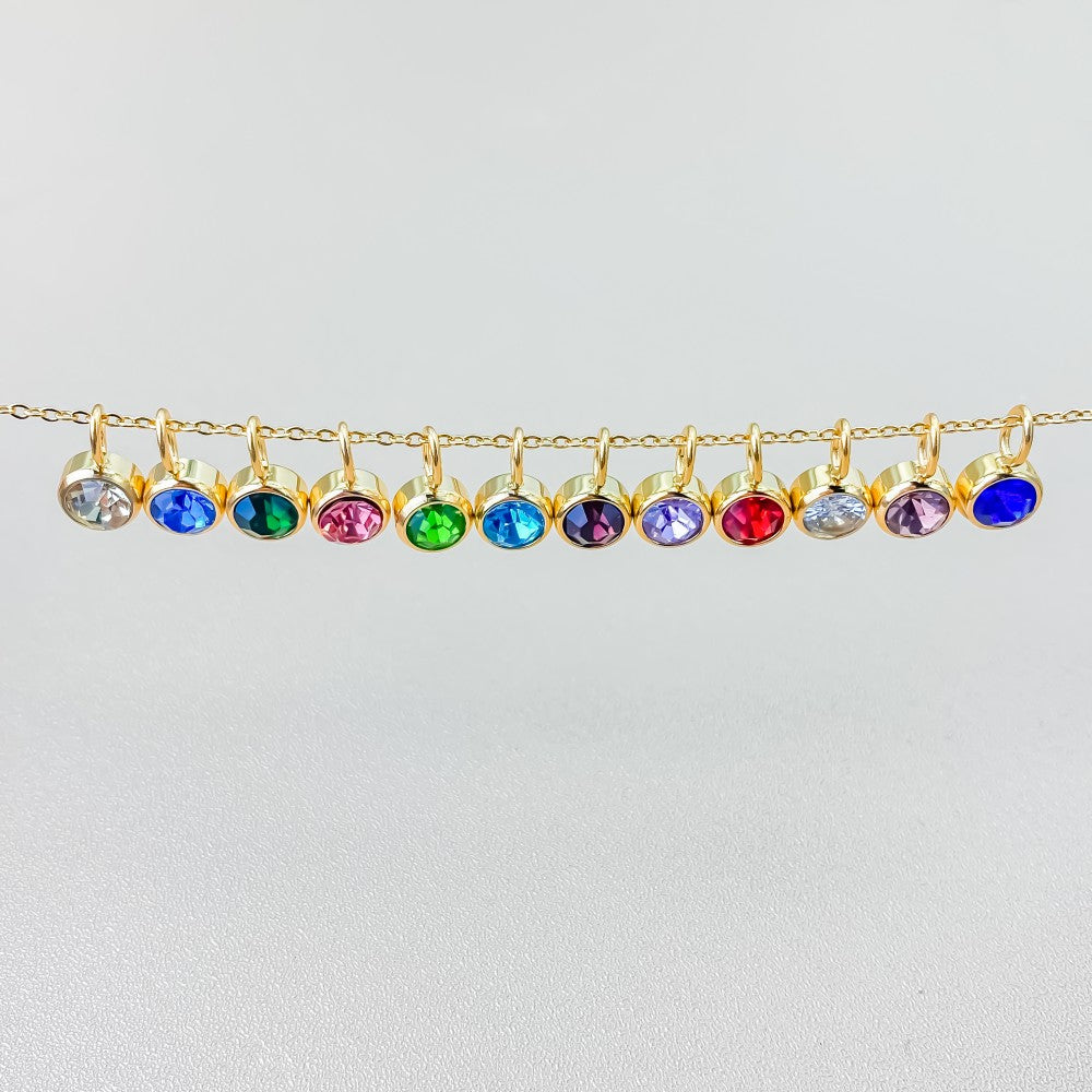 Luna Birthstone Tag in gold tone featuring birth month, product image 15