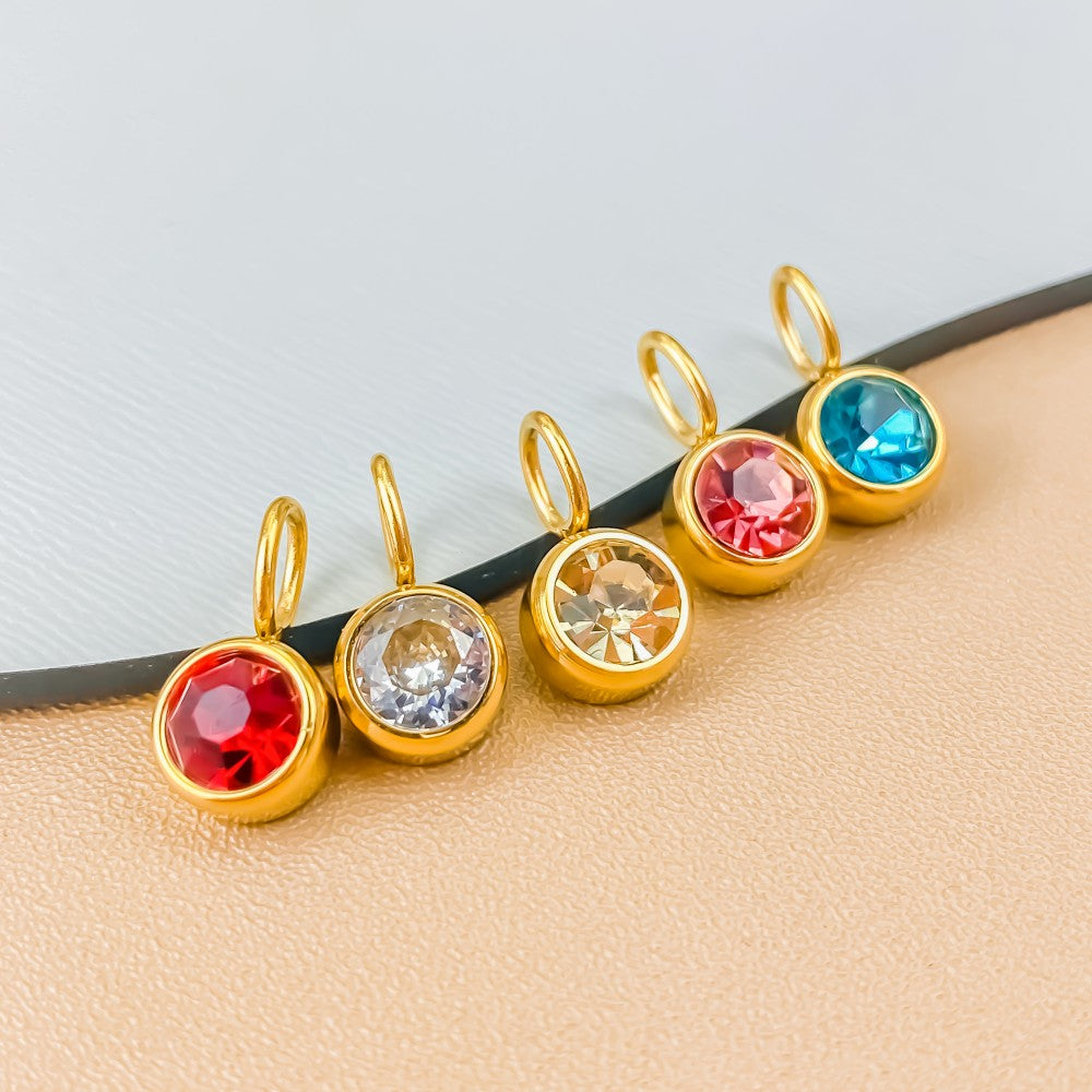 Luna Birthstone Tag in gold tone featuring birth month, product image 16