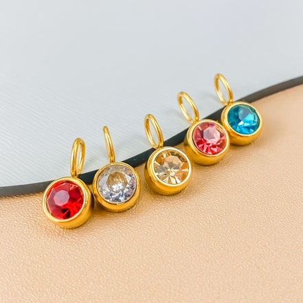 Luna Birthstone Tag in gold tone featuring birth month, product image 16