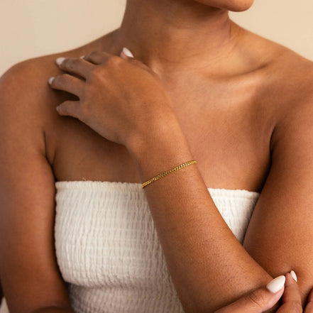 Soren Cuban Bracelet in gold tone featuring cuban link, product image 15