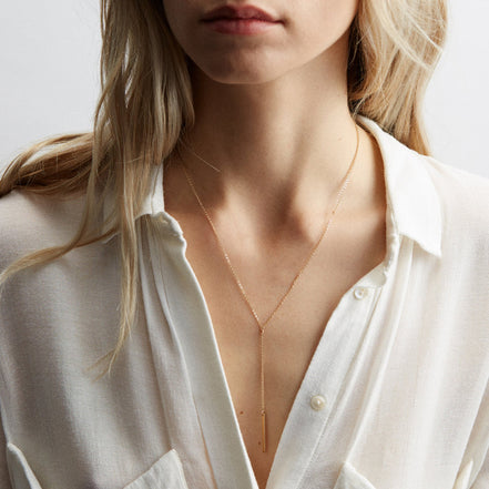 Vela Long Bar Necklace featuring bar pendant, product image 3