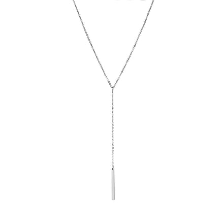 Vela Long Bar Necklace in silver tone featuring bar pendant, product image 4