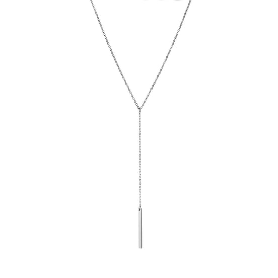 Vela Long Bar Necklace in silver tone featuring bar pendant, product image 4