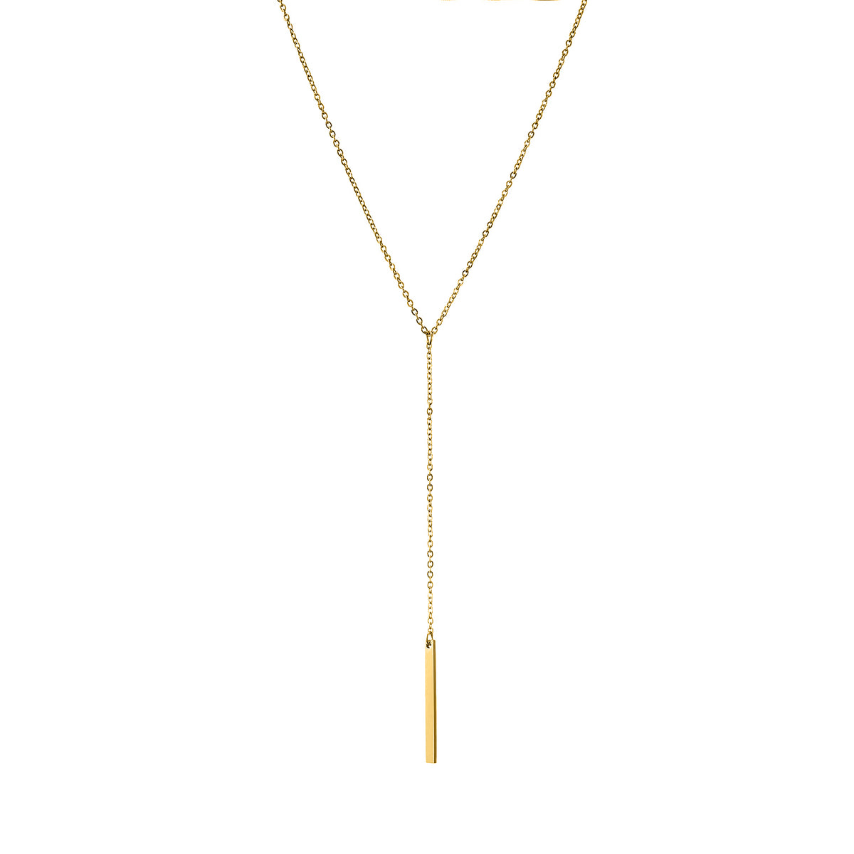 Vela Long Bar Necklace in gold tone featuring bar pendant
