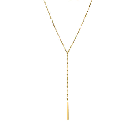 Vela Long Bar Necklace in gold tone featuring bar pendant