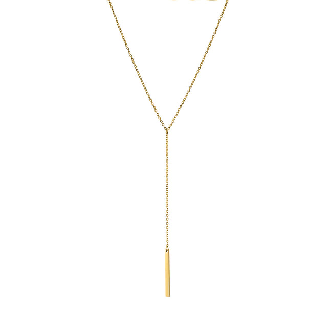 Vela Long Bar Necklace in gold tone featuring bar pendant