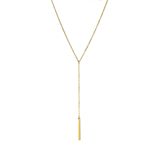 Vela Long Bar Necklace in gold tone featuring bar pendant