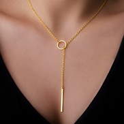 Aurelia Lariat in gold tone featuring bar pendant, product image 3