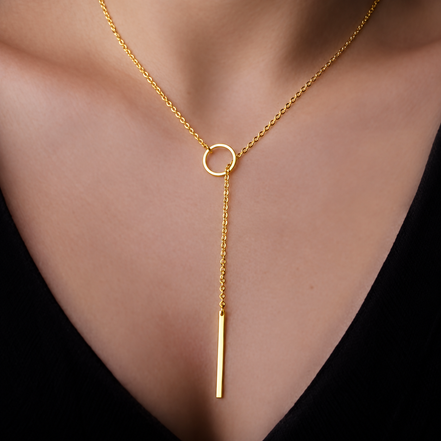 Aurelia Lariat in gold tone featuring bar pendant, product image 3