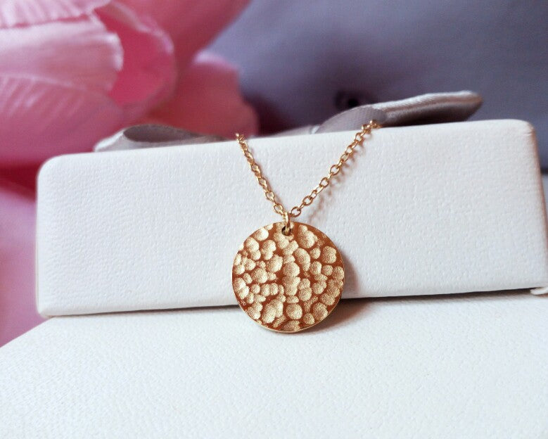 Sol Hammered Coin Necklace in gold tone featuring coin pendant, product image 11