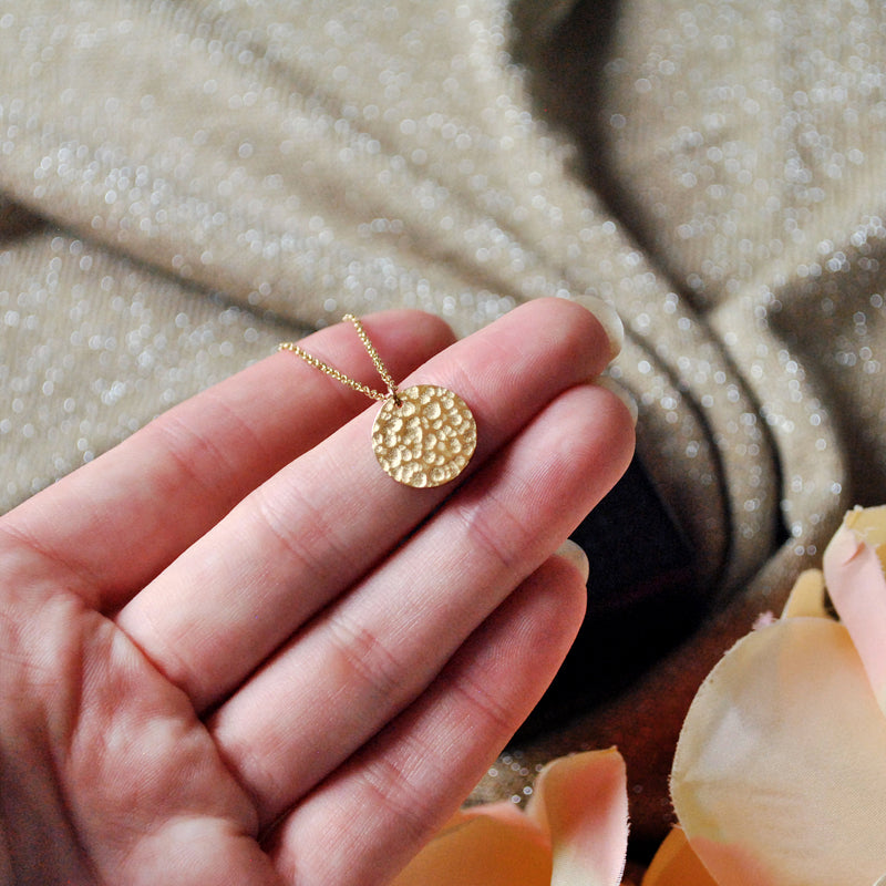 Sol Hammered Coin Necklace in gold tone featuring coin pendant, product image 10