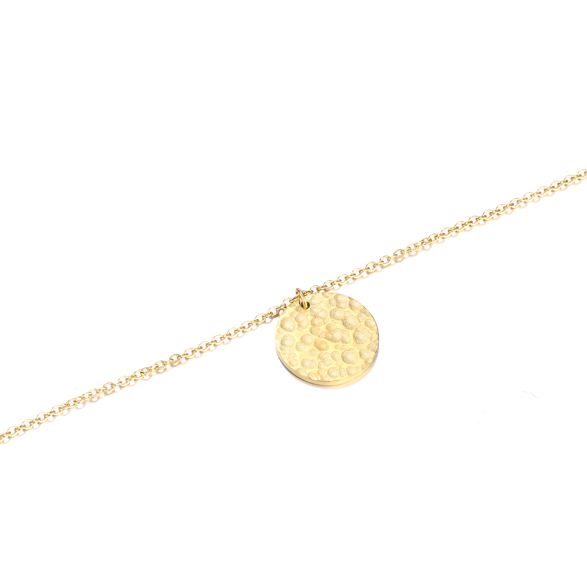 Sol Hammered Coin Necklace in gold tone featuring coin pendant, product image 9